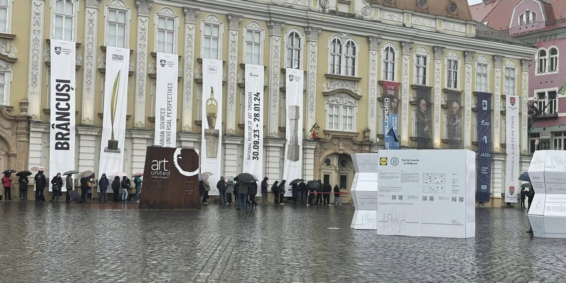 Oamenii stau la coadă să vadă operele lui Brâncuși