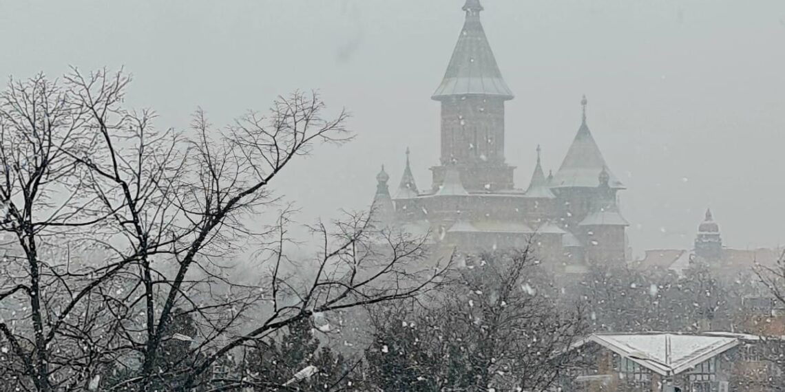 Început de săptămână cu ninsori și frig, în Timișoara