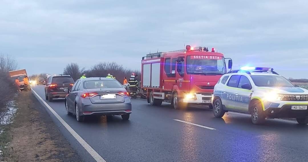 Accident grav pe DN 59. Două persoane au fost rănite