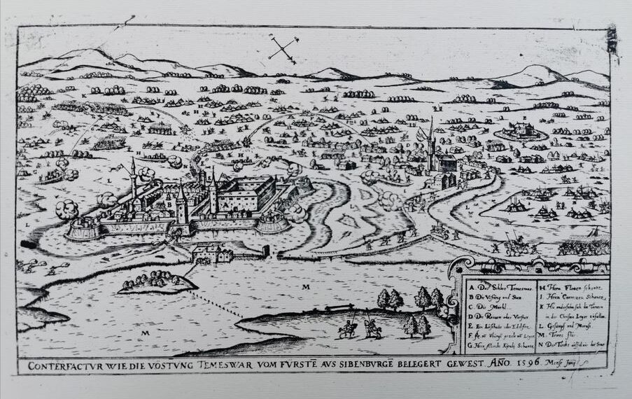 Gravura lui Hans Johann Sibmacher, una dintre cele mai vechi imagini ale Timișoarei, la Muzeul Național al Banatului