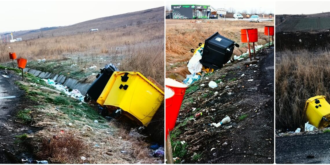 Au fost furate roțile containerelor pentru deșeuri amplasate în parcarea de pe centura Lugojului