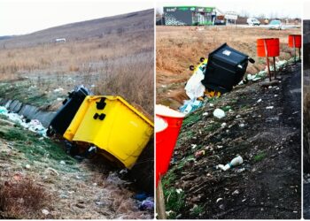 Au fost furate roțile containerelor pentru deșeuri amplasate în parcarea de pe centura Lugojului