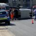 Un microbuz s-a răsturnat la Sânnicolau Mare în urma unui accident rutier/Video