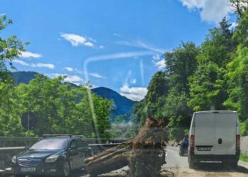 Rutele ocolitoare ale Văii Oltului (DN7) în perioada defrișării versantului. CFR suplimentează trenurile