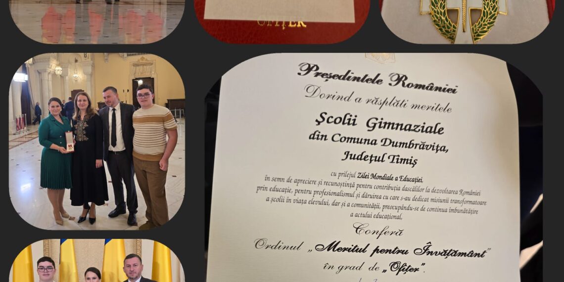 Școala Gimnazială Dumbrăvița, decorată cu Ordinul „Meritul pentru Învățământ” în grad de Ofițer de către președintele României
