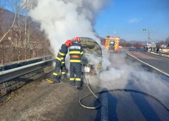 Un autoturism a luat foc pe DN 6