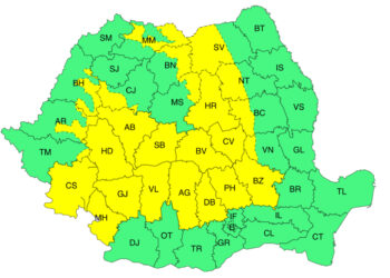 Peste 20 de județe, sub cod galben de averse, furtuni și descărcări electrice