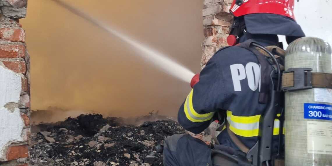 Incendiu la o hală din Arad
