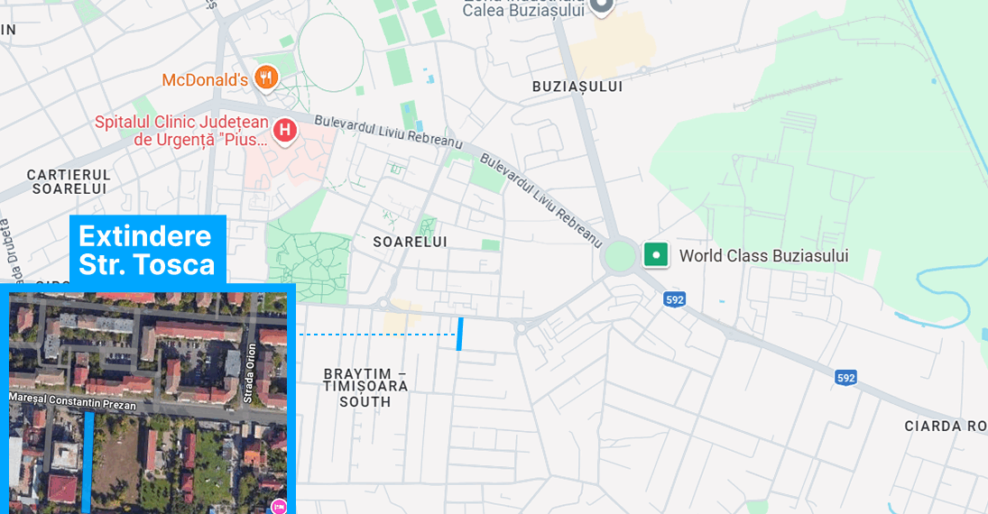 O nouă conexiune între Bulevardul Prezan și Strada Mureș prin extinderea Străzii Tosca