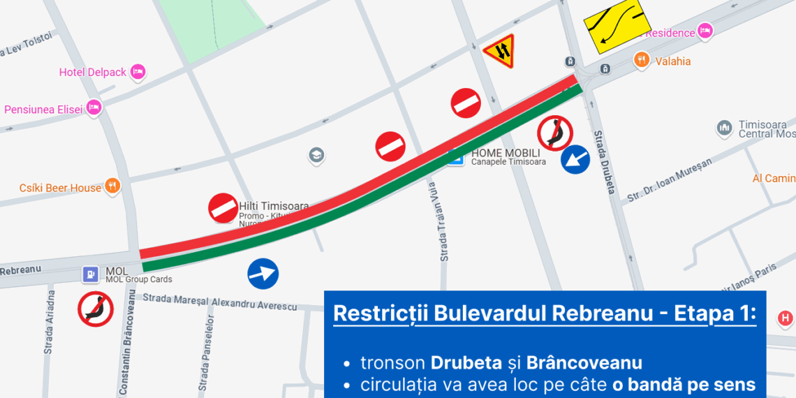 Primăria Timișoara începe lucrările pe bd. Liviu Rebreanu
