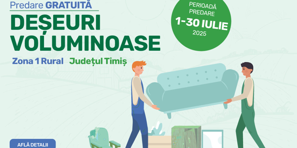 Campanie trimestrială de colectare a deșeurilor voluminoase predate gratuit în Zona 1 Rural Timiș – RETIM & ADID Timiș 2025