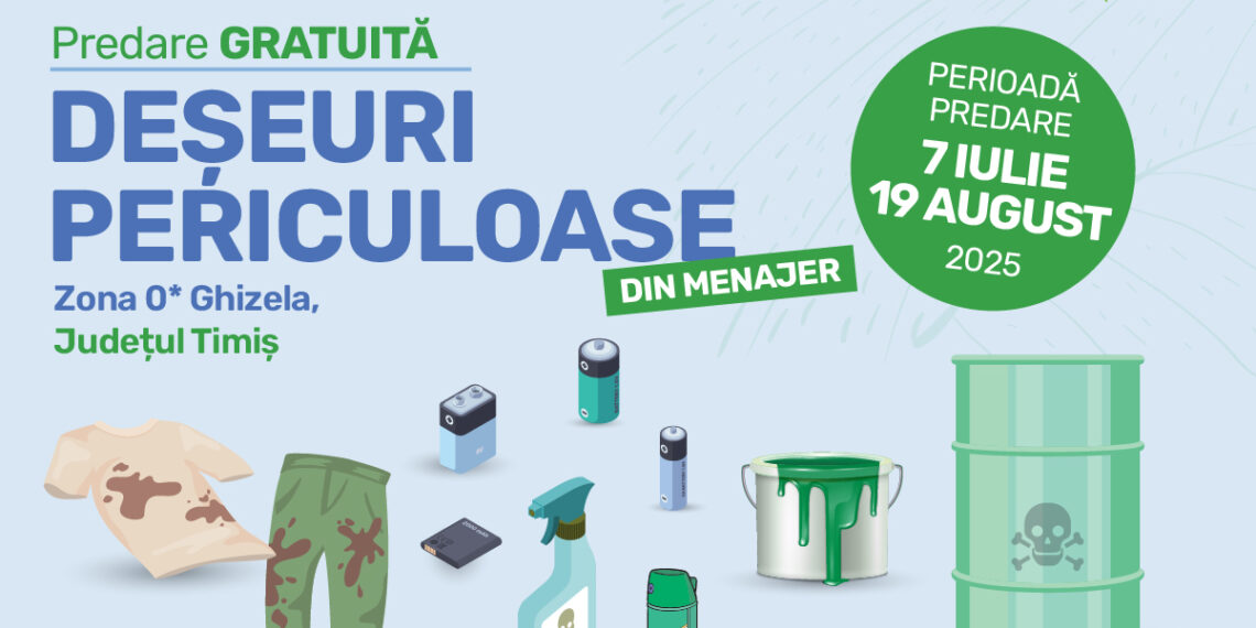 Începe a treia campanie RETIM și ADID Timiș de colectare a deșeurilor periculoase din menajer cu predare gratuită – Zona 0 Ghizela, 2025