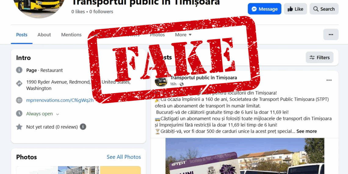 Atenție! Tentativă de fraudă online în numele Societății de Transport Public Timișoara
