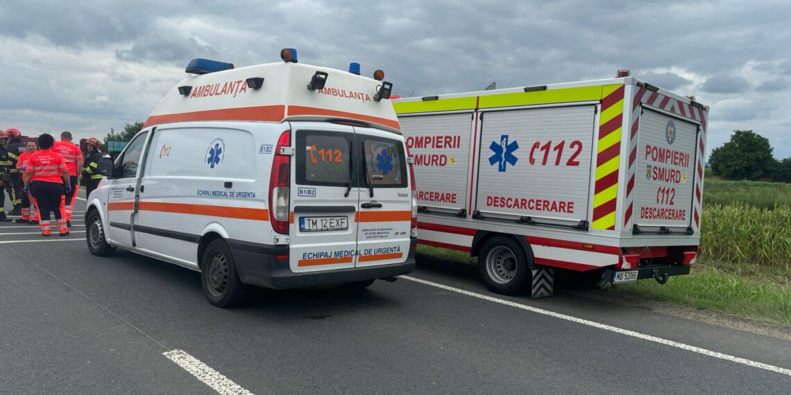 ISU Timiș: A intervenit elicopterul SMURD pe drumul național care leagă Timișoara de Lugoj