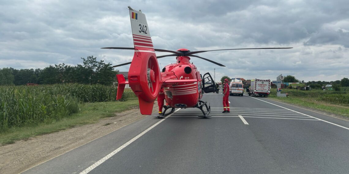 ISU Timiș: A intervenit elicopterul SMURD pe drumul național care leagă Timișoara de Lugoj