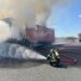 Incendiu autotren care transporta componente metalice