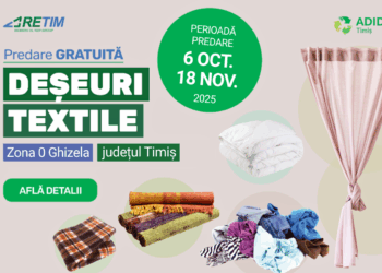 O nouă campanie de colectare a deșeurilor textile cu predare GRATUITĂ în Zona 0 Ghizela, județul Timiș!