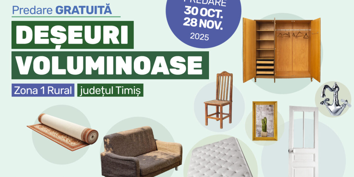 Campanie trimestrială de colectare a deșeurilor voluminoase cu predare gratuită în Zona 1 Rural Timiș – RETIM & ADID Timiș 2025