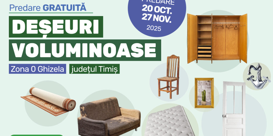 Colectarea deșeurilor voluminoase cu predare gratuită în Zona 0 Ghizela – campanie trimestrială RETIM & ADID Timiș