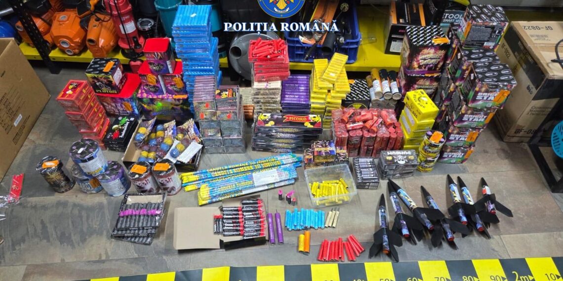 Captură uriașă de materiale pirotehnice la Arad. Peste 10 tone confiscate, o persoană reținută