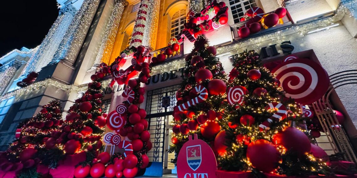 Clădirea Consiliului Județean Timiș a fost îmbrăcată în haine de sărbătoare/Foto