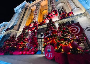 Clădirea Consiliului Județean Timiș a fost îmbrăcată în haine de sărbătoare/Foto