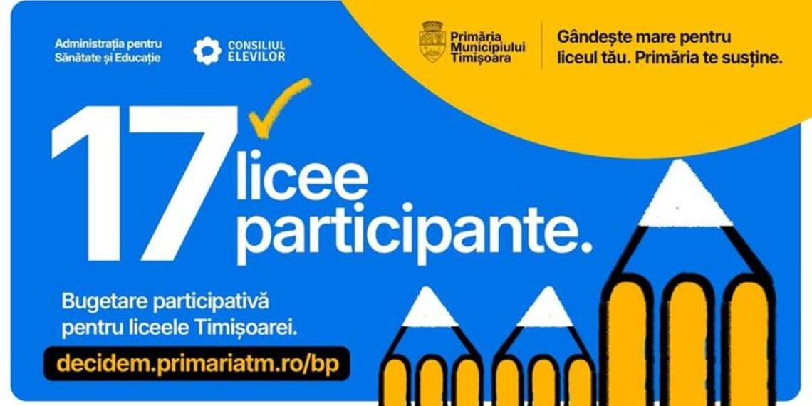 Primăria Timișoara începe implementarea proiectelor câștigătoare din bugetarea participativă pentru licee