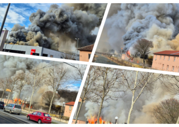 Incendiu puternic în Reșița: Pompierii acționează pentru stingerea unei construcții de 200 mp în zona Universitate/Video