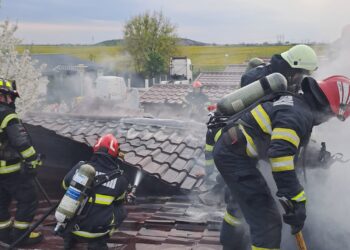 Incendiu puternic într-un cartier din Arad: flăcările au cuprins o locuință și au amenințat casele vecine/Video