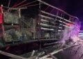 Un nou incendiu de autotren pe autostrada A1, în Timiș. Semiremorca a fost cuprinsă de flăcări
