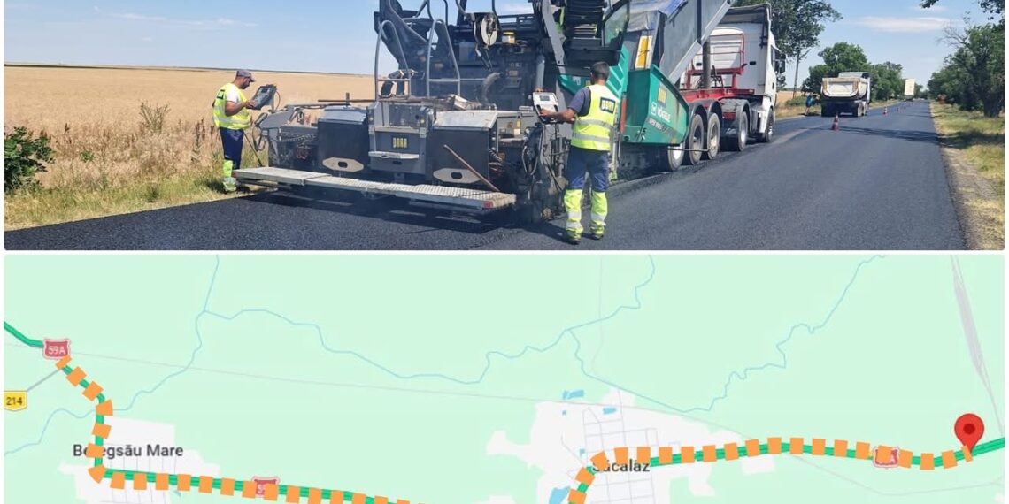 Reparații pe DN 59A între Timișoara și Beregsău Mare. Traficul se desfășoară în condiții de șantier