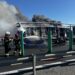 Incendiu puternic pe autostrada A1: un autotren încărcat cu frigorifice, cuprins de flăcări în apropiere de Lugoj