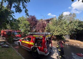 Update. Femeia a murit. Incendiu izbucnit la o casă din Timișoara. O femeie s-a aruncat de la mansardă/Foto-Video