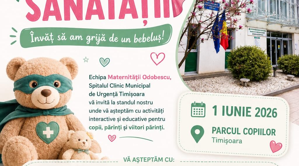 „Supereroii Sănătății” revin în Parcul Copiilor de 1 Iunie. Spitalul Municipal Timișoara pregătește activități dedicate copiilor și viitorilor părinți