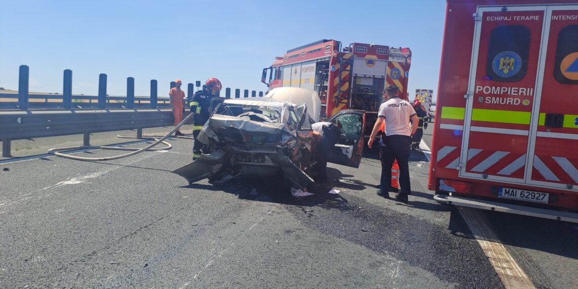 Accident pe autostrada A1, între Arad și Timișoara. Trei persoane au fost rănite