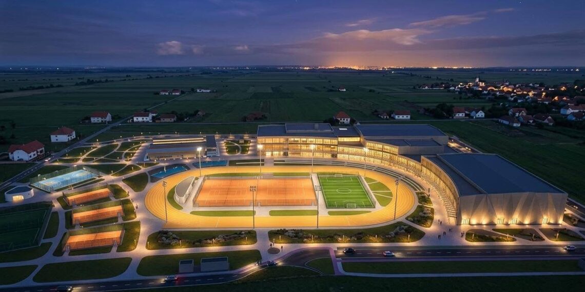 Cel mai mare complex sportiv din România va fi construit la granița dintre Timișoara și Giroc. Au fost prezentate primele imagini