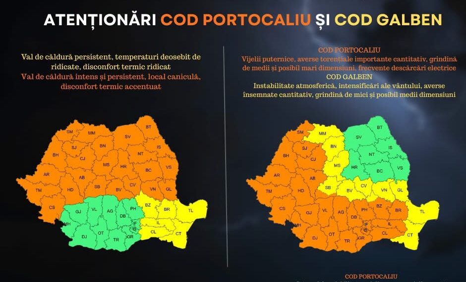 Cod portocaliu de caniculă și furtuni