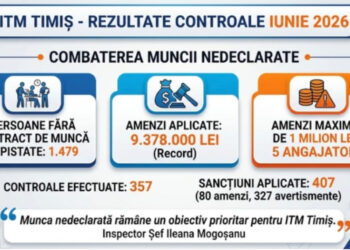 Amenzi record de 9.378.000  lei și 1479 de persoane depistate fara contracte de muncă în județul Timiș, în luna iunie