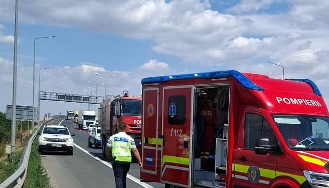 Accident pe autostrada A1, în Timiș: Trei persoane rănite după o coliziune între două autoturisme