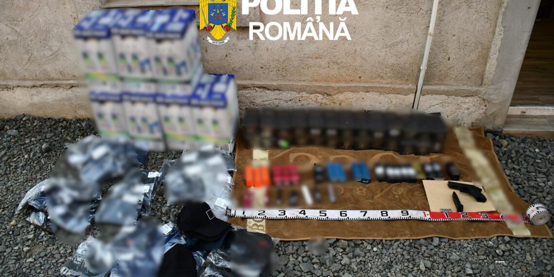 Percheziții la Arad. Polițiștii au găsit o armă, muniție și produse susceptibile a fi contrafăcute