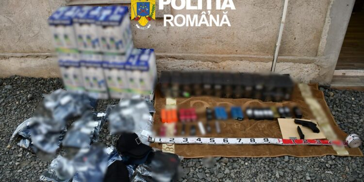 Percheziții la Arad. Polițiștii au găsit o armă, muniție și produse susceptibile a fi contrafăcute