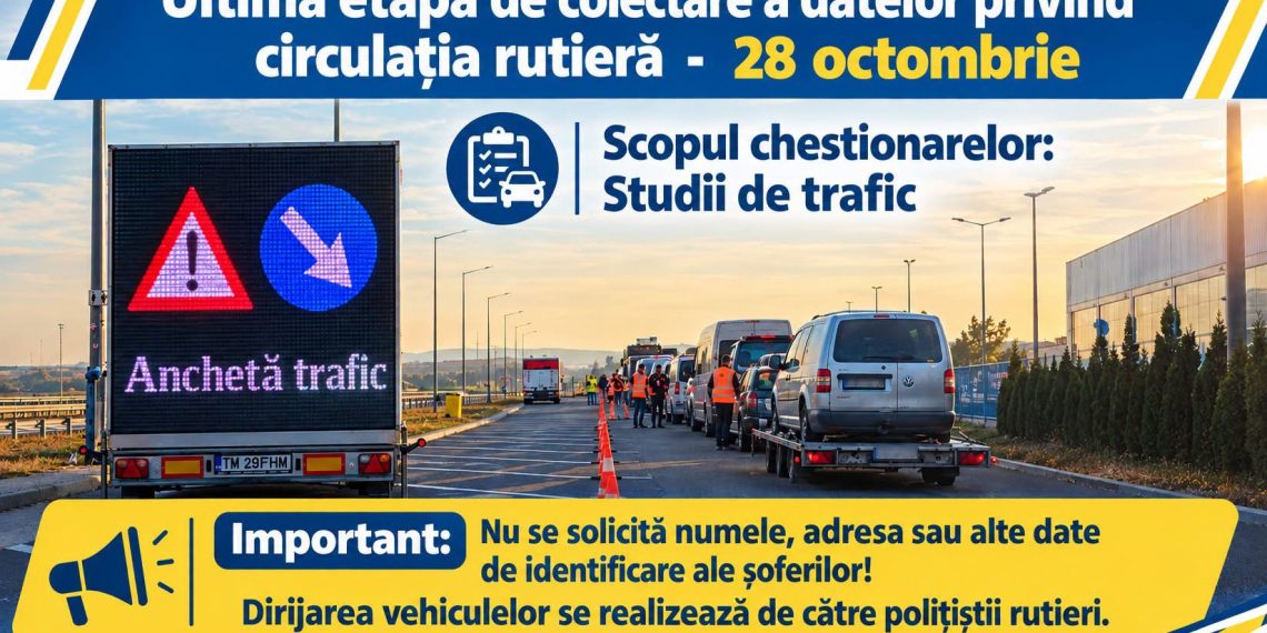Mâine, 28 octombrie, are loc ultima etapă de colectare a datelor privind circulația rutieră