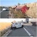 TIR intrat într-o zonă de lucrări pe A1, la Margina. Un bărbat a fost rănit după ce camionul a lovit o mașină de pază