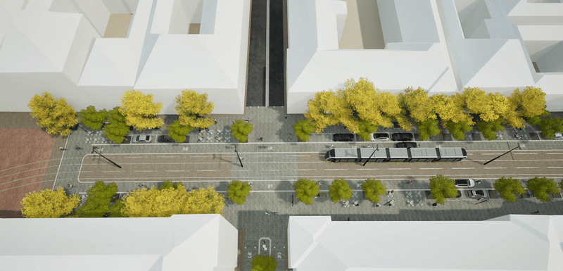 Zona Proclamația de la Timișoara se transformă: piatră naturală în loc de asfalt, mai mult spațiu pentru pietoni și aproape 100 de arbori noi